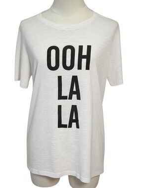 NWOT - Cinq a Sept Ooh La La Graphic Tee in White & Black Size Large
